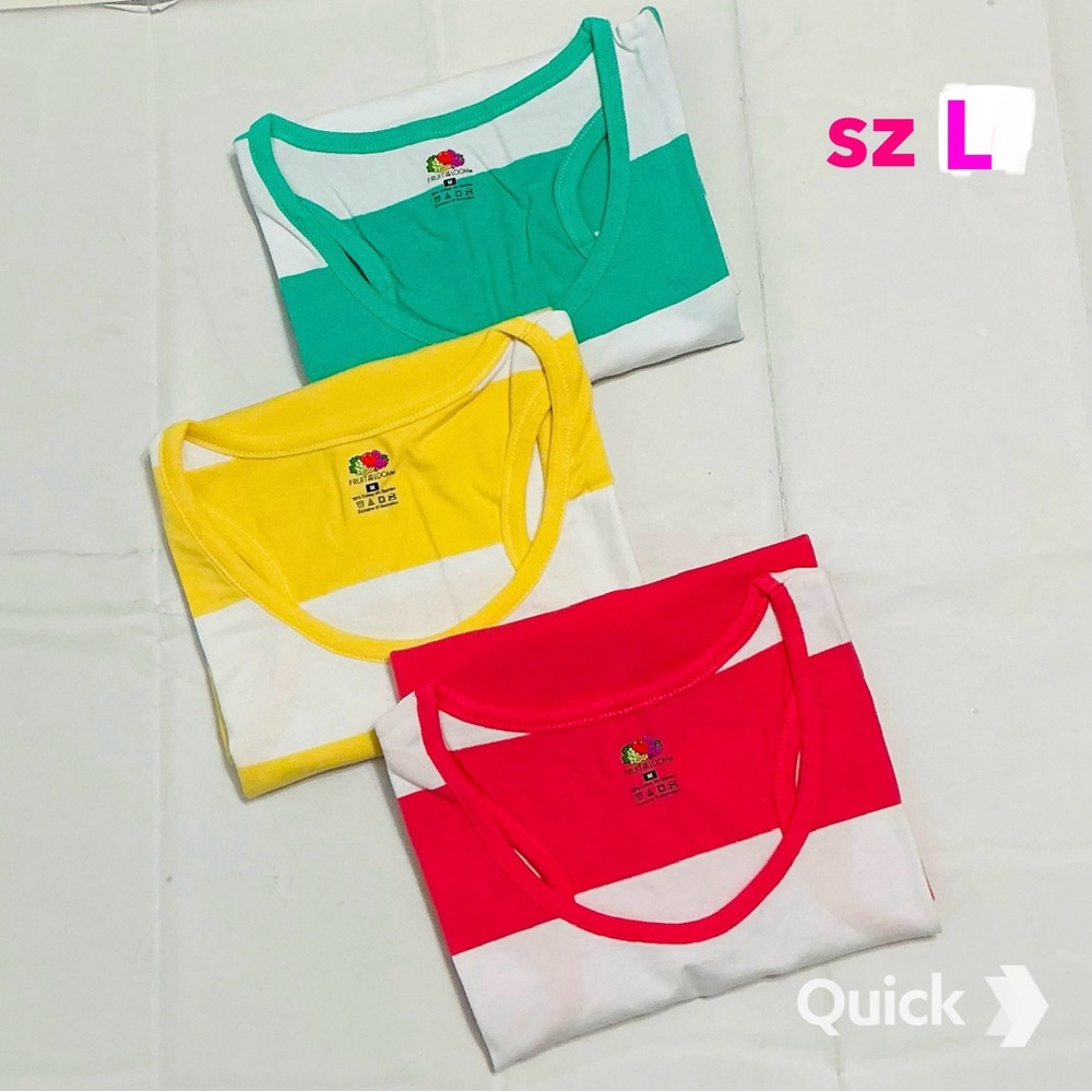 sz L - NWT Stripe Racer Back Cotton Tanks - 3 pcs set